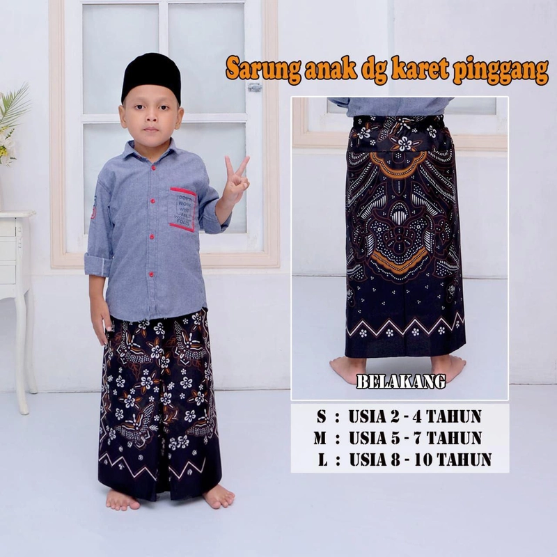 Product image Kois Batik - Sarung Instan Anak Simpel Mudah Dipakai Untuk Anak Kesayangan free peci rajut L Sarung instan kupu
