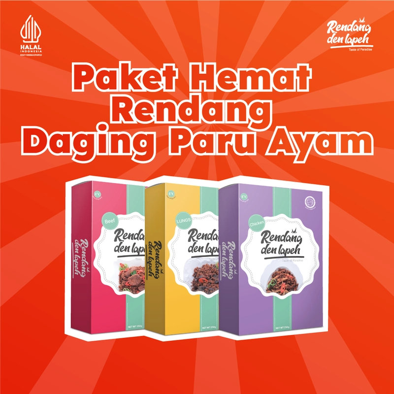 Product image Rendang Den Lapeh - Rendang Den Lapeh Paket Hemat (Daging Paru Ayam) Rendang Padang Asli Murah 750 DPA