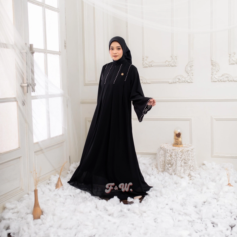 Product image Sakura Baru - Sakura Baru X FnW - Dress Nazwa Babydoll Payet Dress Muslimah Elegan All Size Hitam