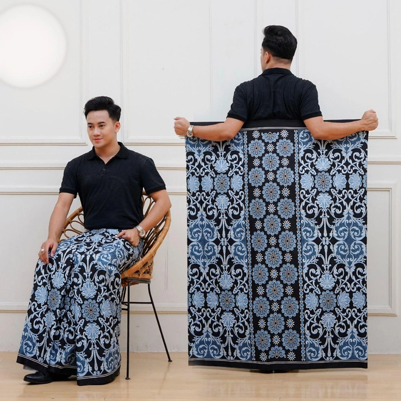 Product image Kois Batik - Sarung baru pria dewasa fre peci rajut motif dubai Sarung dewasa Sarung dubai biru