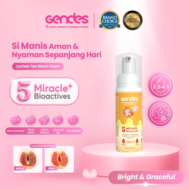 Product image GENDES - Gendes Sweet Aromatic Feminine Care Wash Foam Lychee Tea 5 Miracle Bioactives 55ml Lychee Tea
