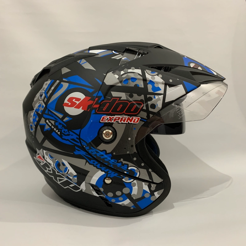 Product image CRX Helmet - Helm JP7 Skidoo Biru Doff - Double Visor (Kaca Clear & Smoke) Helm SNI Helem Dewasa L Skidoo Biru Doff