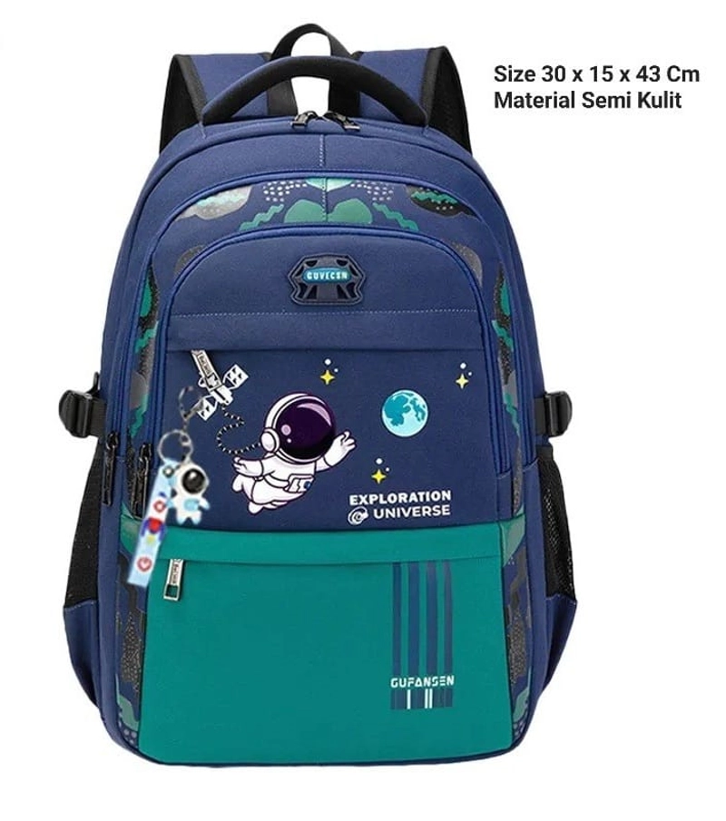 Product image Alcaff - Tas Ransel Sekolah Anak Laki -Laki SD / SMP Astronot Exploration 30X15X43 Hitam Polos