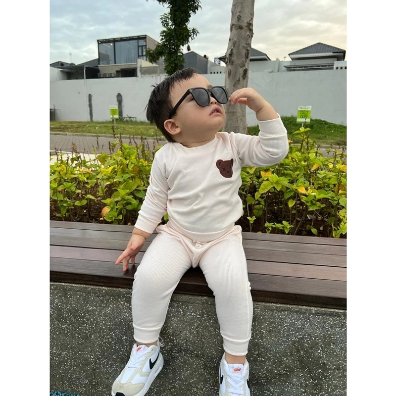 Product image Badia Kids Fashion - Setelan Anak Elima Sweater & Celana Pendek Anak Unisex No1 (6Bulan-1Tahun) Cream