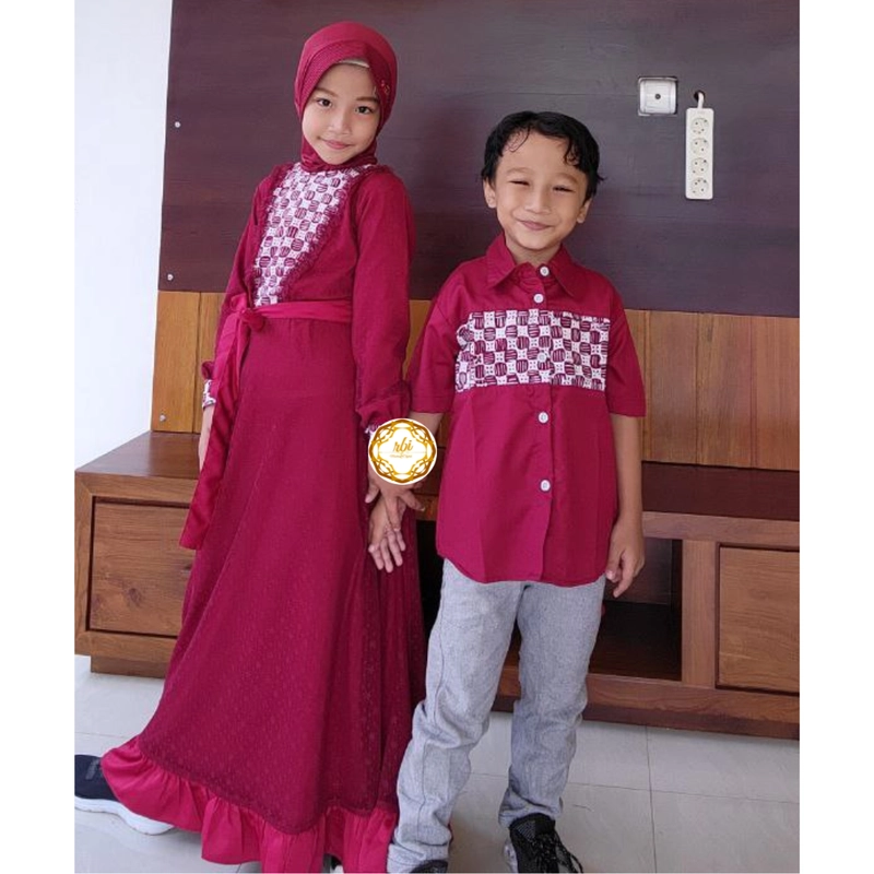 Product image Batik Couple Set Keluarga Ayuma Maroon Premium Bisa Beli Pisah Hem Anak XL Maroon