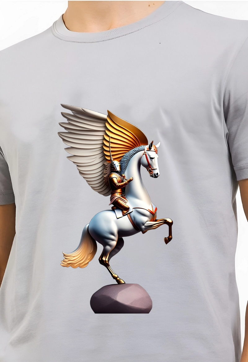 Product image astro - Kaos Pria Gambar 3Dimensi Raja Kuda M ABU