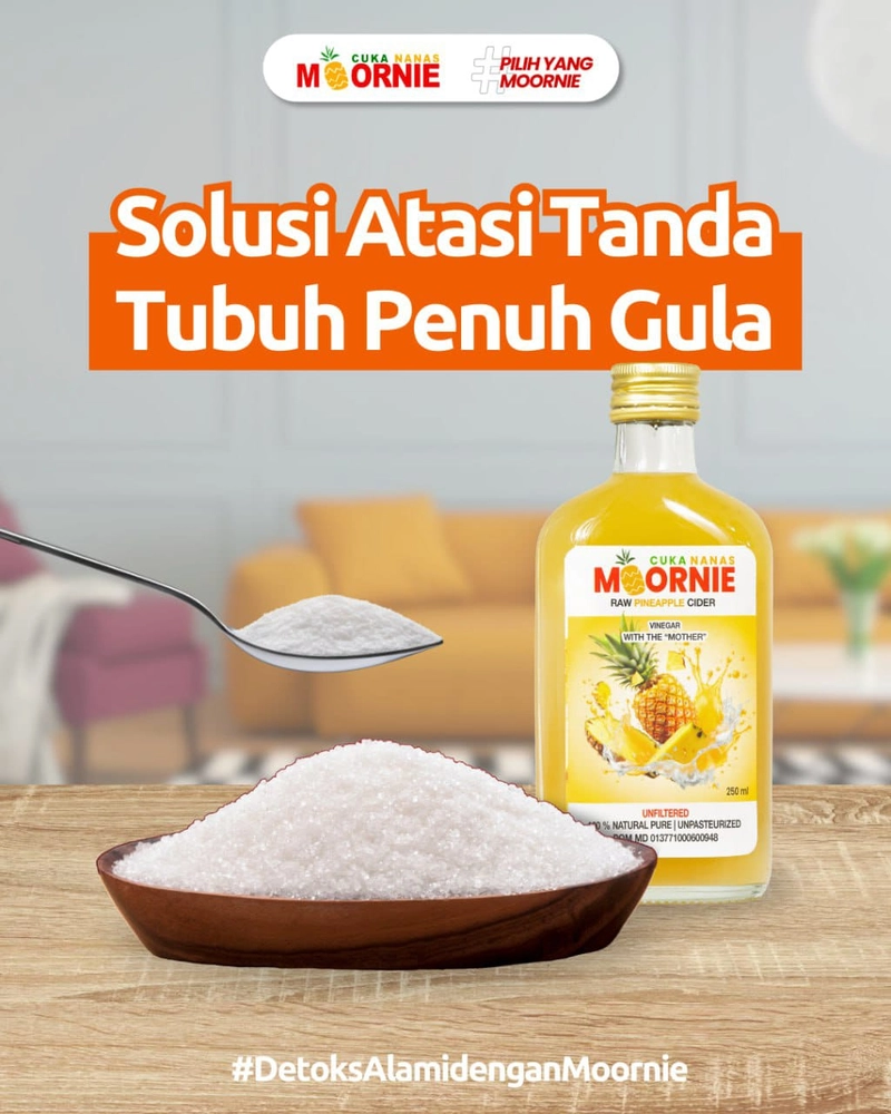 Product image ABUSA HERBAL - Cuka Nanas Moornie Raw Pineapple Cider Vinegar With The Mother 250 ml Asam