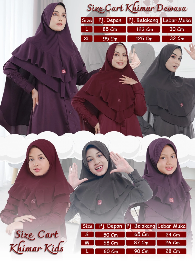 Product image Arra - Baju Sarimbit Ar Rafah Dark Plum S Khimar Anak