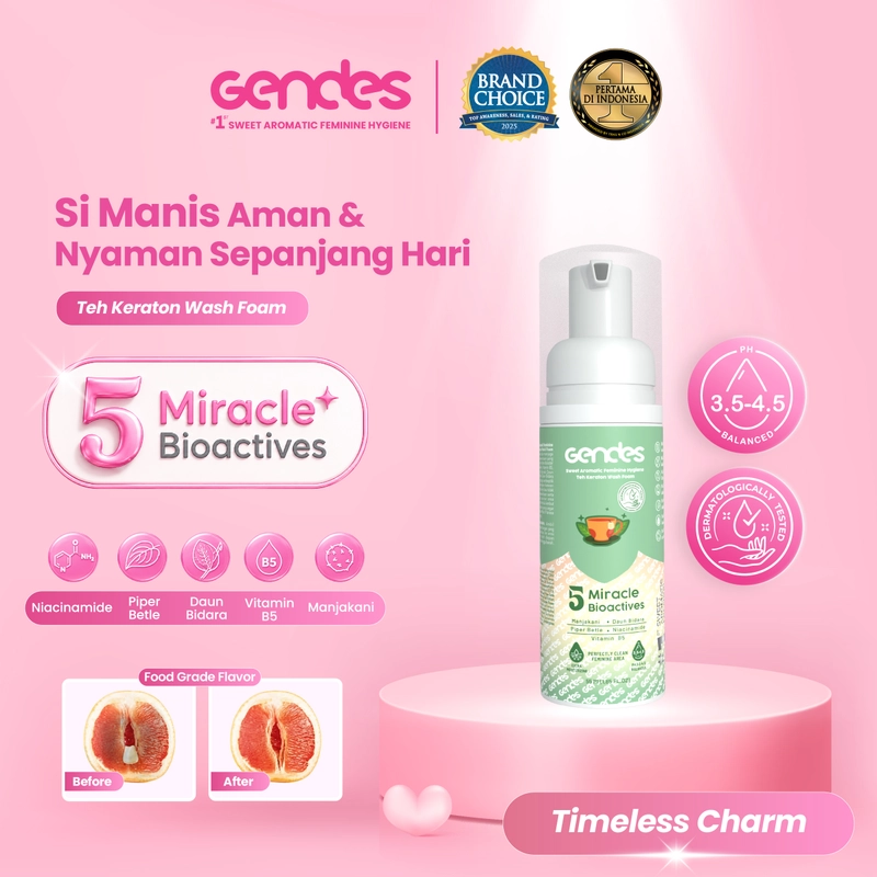 Product image GENDES - Gendes Sweet Aromatic Feminine Care Wash Foam Teh Keraton 5 Miracle Bioactives 55ml Teh Keraton