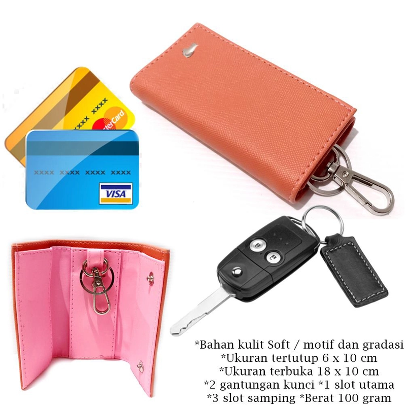 Product image Lanc Fashion - Gantungan Kunci Dompet STNK Buff Kulit Serat Tayga WARNA PEACH