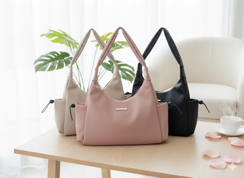 Product image TIARA Shoulderbag - Tas Bahu Totte Shoulderbag Wanita Simple Kasual Bahan Nilon Anti air Waterproof Small-Medium Mocca