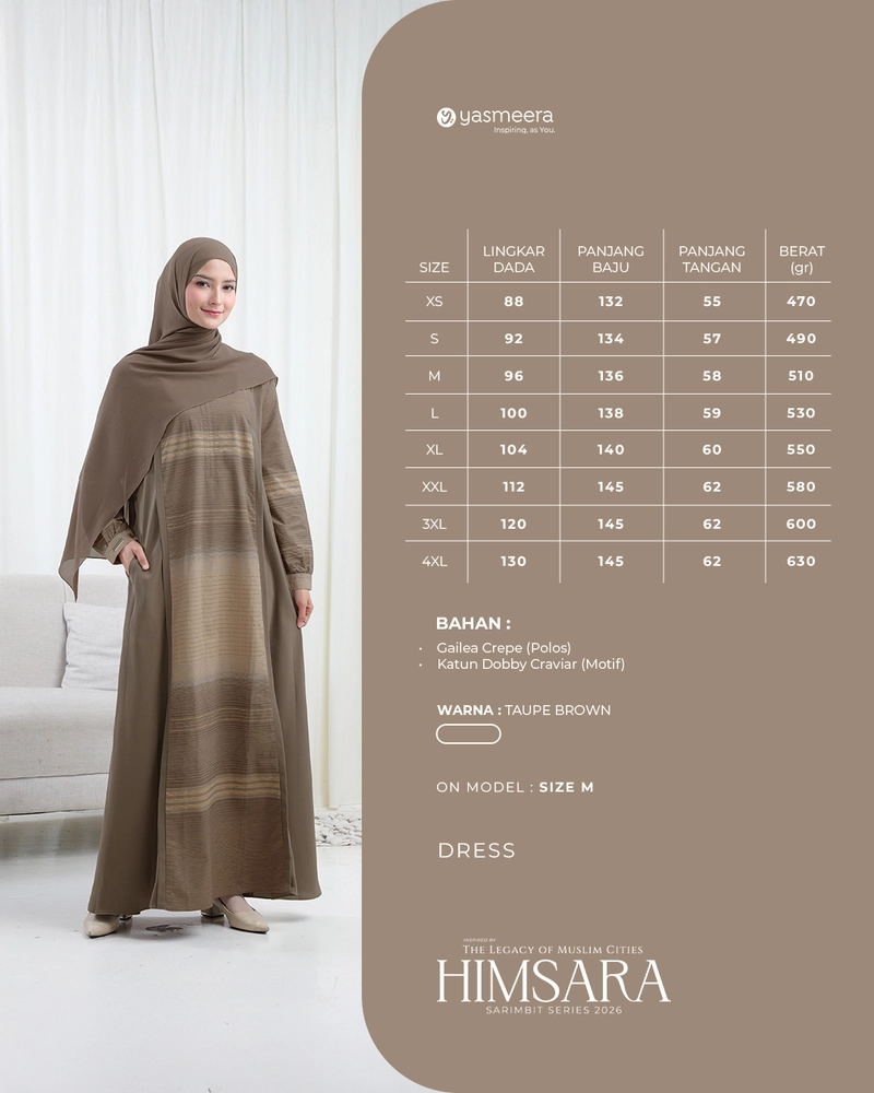 Product image Yasmeera Official - SARIMBIT 2026 HIMSARA SERIES WARNA COCOA BROWN L GAMIS IBU