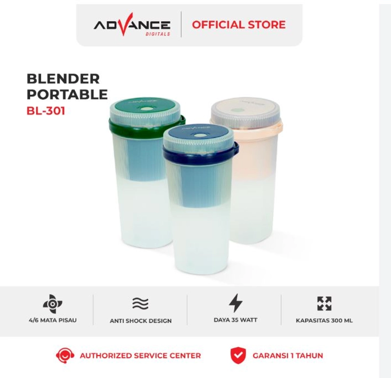Product image Advance Digitals Indonesia - Blender Portable Mini BL-301 Kapasitas 300ml - Hijau