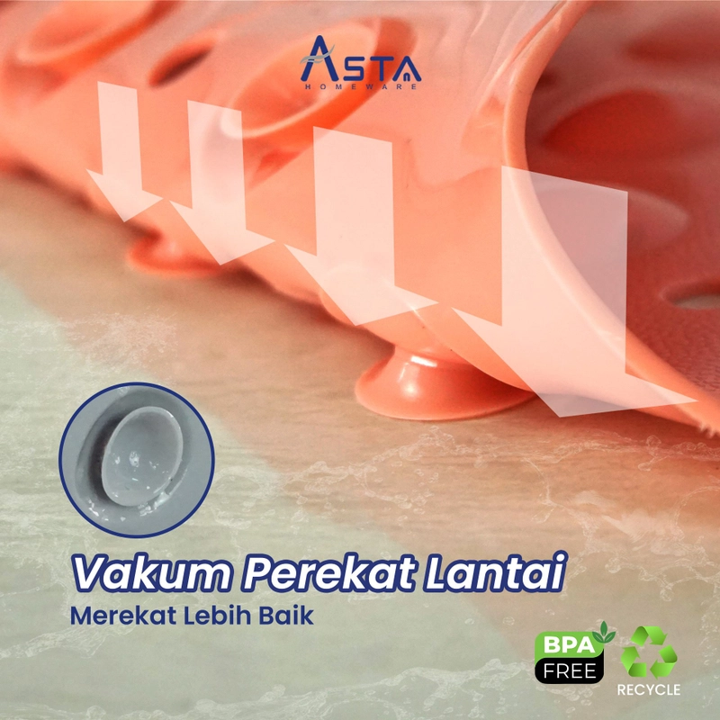 Product image Asta Homeware Official - Asta Keset Kamar Mandi Anti Slip Bath Mat dengan Sikat Bathtub Shower Mat Pijat Pad 70x40 cm Color Biru