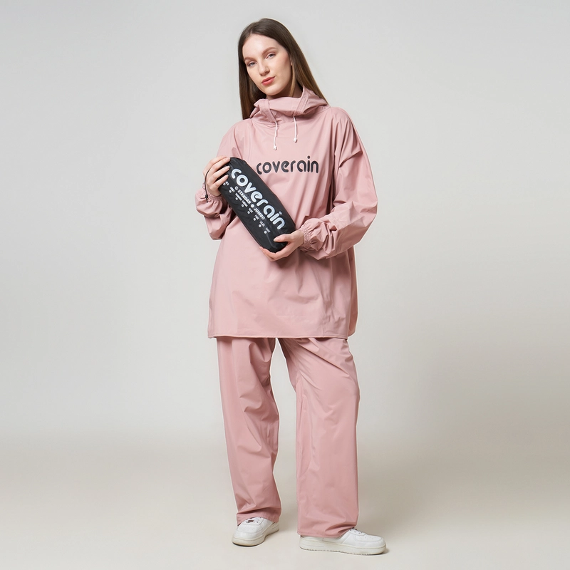 Product image Coverain - Coverain Jas Hujan Hoodie Premium Tebal Elastis Jumbo Dusty Pink