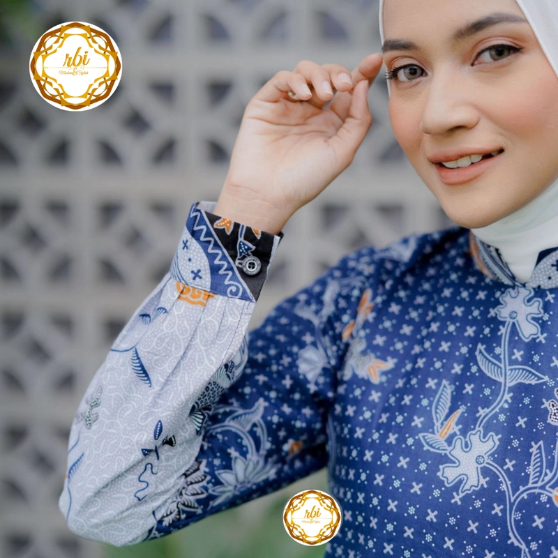 Product image Rambe Batik Indonesia - Couple Tunik Laksha Biru Modern dan Exclusive Kemeja Saja Size M Laksha Biru