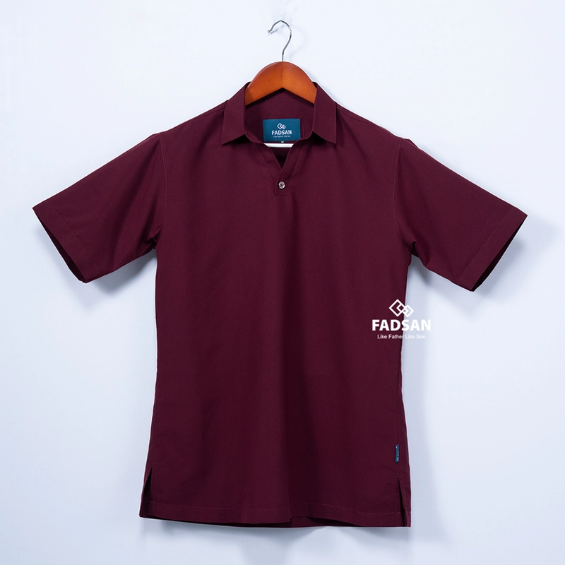 Product image FADSAN - Kemeja Couple Ayah dan Anak Lengan Pendek Formal Casual Warna Wine Maroon - Palta Series SIZE ANAK XS WINE MAROON