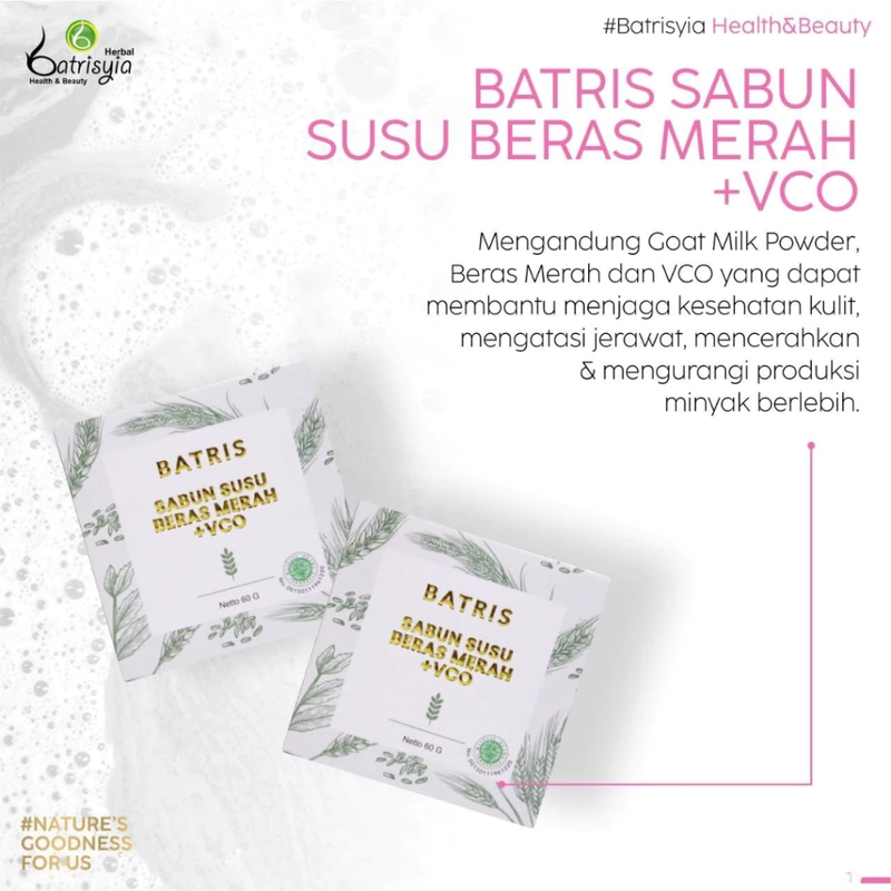 Product image Batrisyia Sabun Beras Merah + Susu + VCO 60 gr Sabun Beras Merah