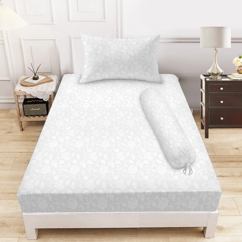 Product image Rosanna - Akiko - Sprei Set Motif Polos Embos Ukuran King 180x200 Queen 160x200 Single 120x200 I 90x200 Single White Optic