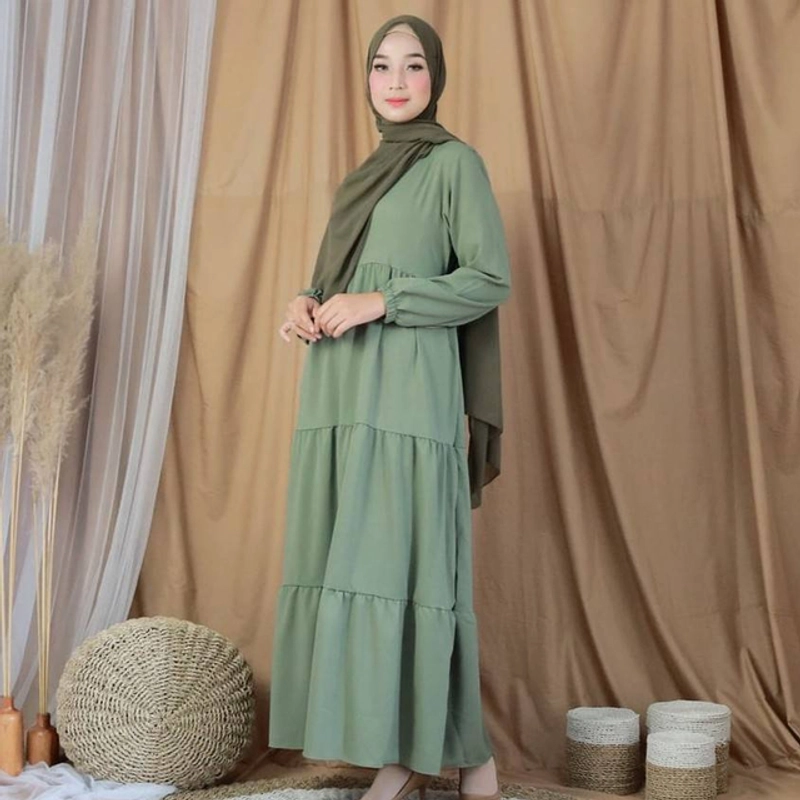 Product image Kalisha Official - Gamis Fasha Polos Premium Hot Item 600 Sagegreen
