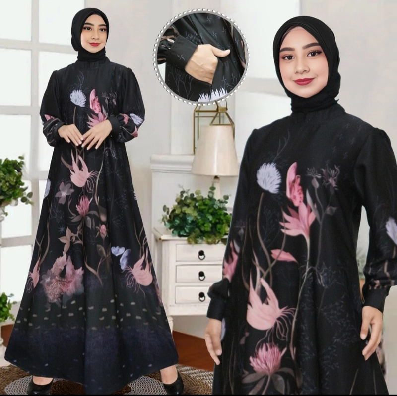 Product image Celin Fashion [TA] - Gamis ghanimi motif bunga M Warna no 1