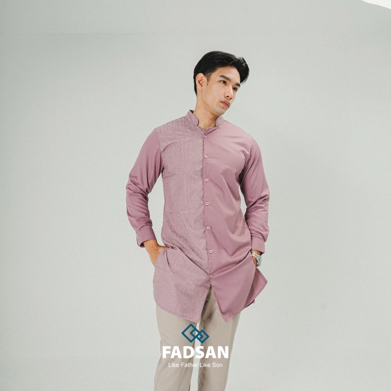 Product image FADSAN - Baju Kurta Bordir Ayah & Anak Lengan Panjang Warna Lilac - Kashmir Series SIZE ANAK XS KASHMIR LILAC