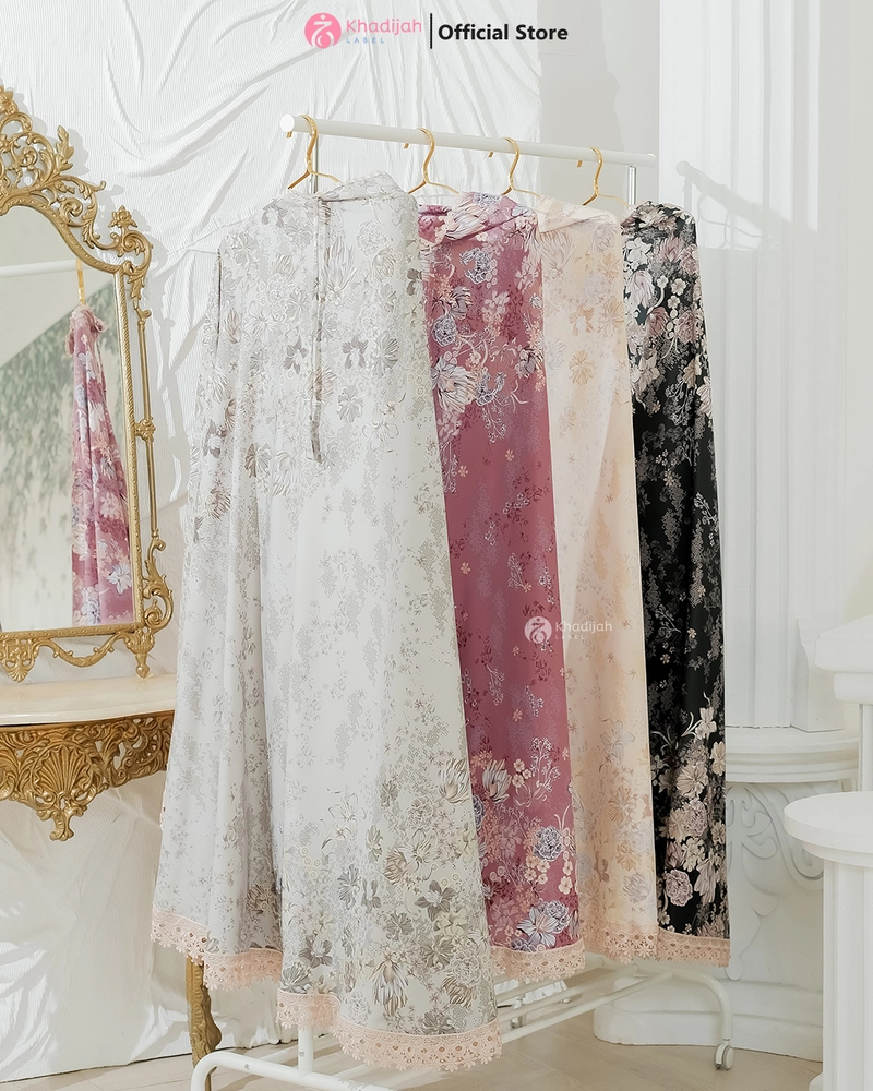 Product image KhadijahLabel - Mukena Jumbo Dewasa Terbaru Premium Renda Mewah Motif Bunga Majdina Jumbo Creamy Vanilla
