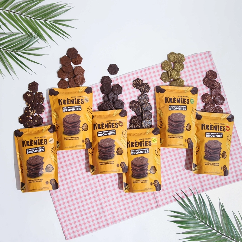 Product image KRENIES - Makanan Ringan Snack Krekers Brownies Paket 6 Pcs Mix Rasa