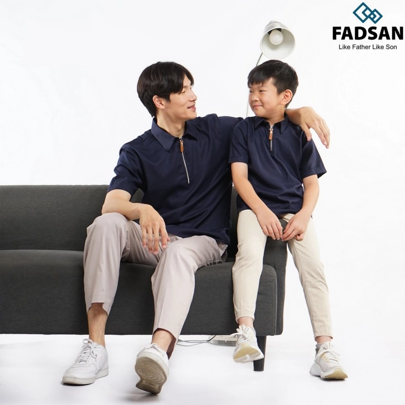 Product image FADSAN - Baju Ayah dan Anak Laki-Laki Bergaya Casual Warna Navy - Khan Series SIZE ANAK XS KHAN NAVY