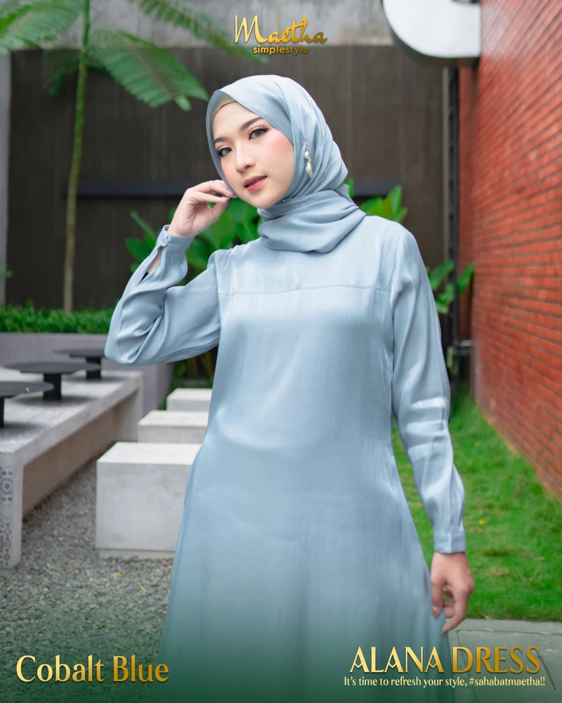 Product image Dress Gamis Motif Set Inner Outer 2 in 1 Alana Series XS Cobalt Blue