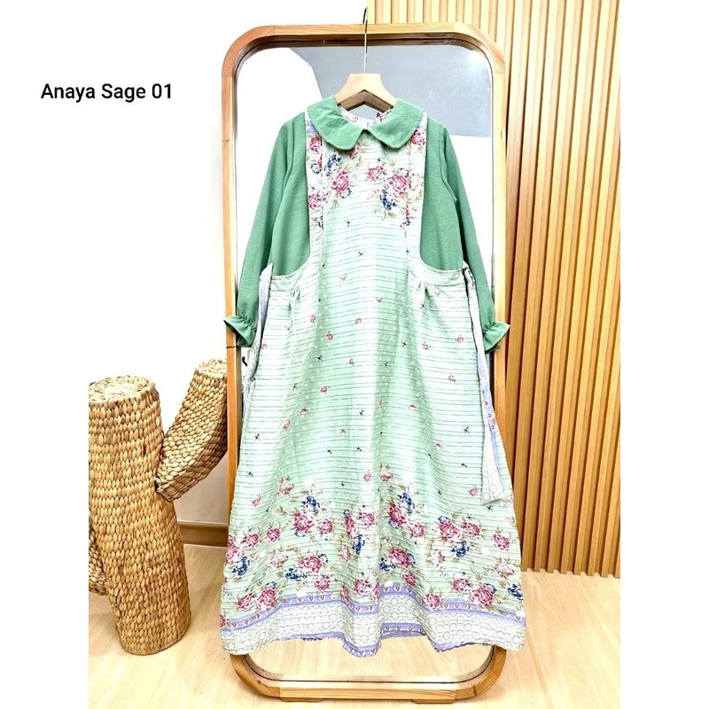 Product image qayd - Gamis Anak/Baju Anak/HS14/Gamis Remaja/Gamis Anaya /Baju Wanita/Gamis perempuan/ L Anaya Sage 01