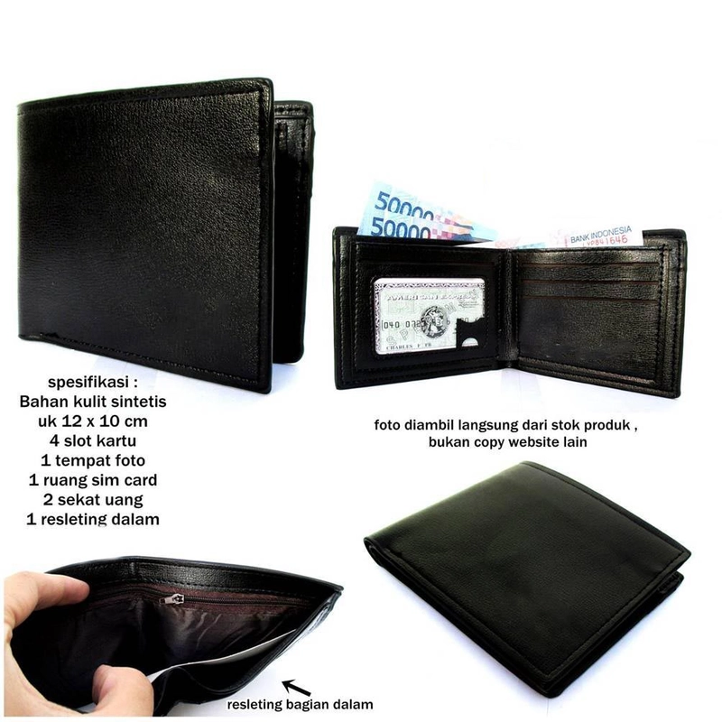 Product image Lanc Fashion - Dompet Lipat Klasik Man Pria Basic Warna Black
