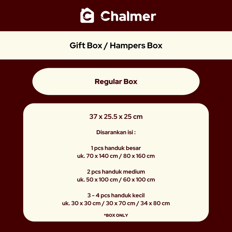 Product image Chalmer - (BOX ONLY) Chalmer Box Handuk Hampers Custom Warna Couple Gift Box Hadiah 37 x 25.5 x 5 cm Reguler White Box