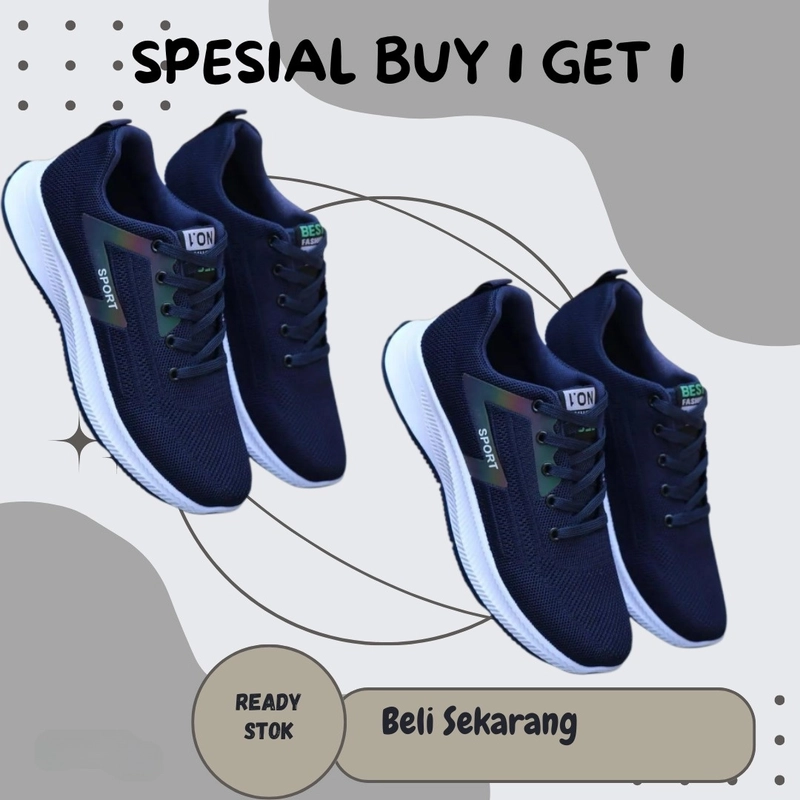 Product image LUXIA - Spesial Buy 1 Get 1 Sepatu Kets Sneakers Sport Pria Best SP-001 43 NAVY