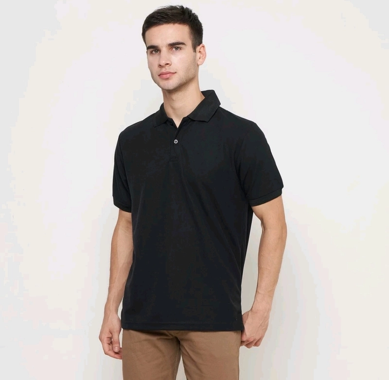 Kaos San - POLO SHIRT PRIA KEKINIAN/BAJU KERAH POLOS STYLE FASHIONABLE M Hitam