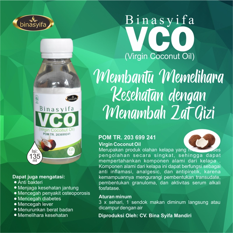 Product image BINASYIFA VCO Virgin Coconut Oil Minyak Kelapa Original BPOM Menjaga Kesehatan 135 - 500 ml Herbal 135 ml Herbal