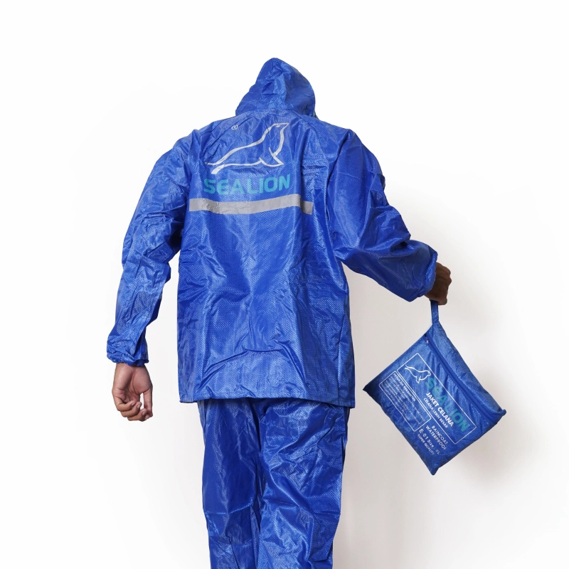 Product image Sea Lion - Jas Hujan Rain Coat Setelan Jaket Celana Pria Wanita Tebal Anti Rembes All Size Metalic all variant Blue