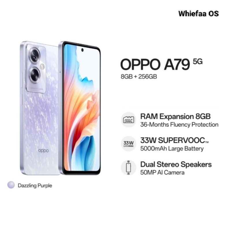 Product image Whiefaa OS - OPPO A79 8 GB / 256 GB 5G 8GB / 256GB DAZZ;ING PURPLE