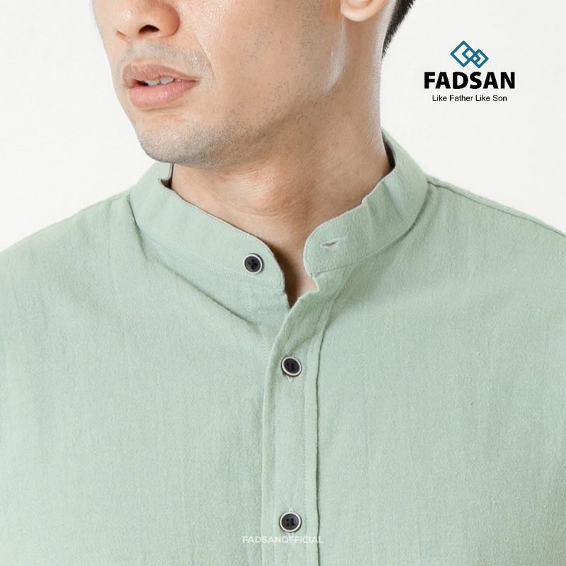 Product image FADSAN - Kemeja Semi Formal Polos Ayah dan Anak Lengan Pendek Warna Mint - Tufy Series SIZE BAYI NO.1 TUFY MINT