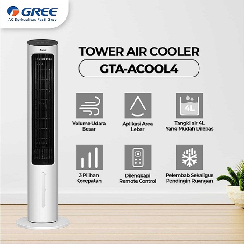 Product image UTAMAMEGA - Gree Air Cooler GTA-AC000L4 Model Tower Berat : 6 Kg Putih/Hitam