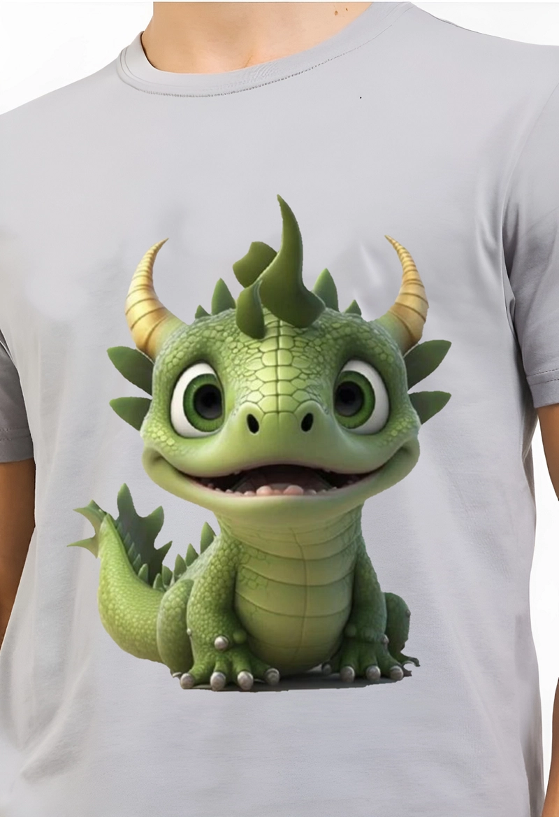 Product image astro - Kaos Pria Gambar 3Dimensi Baby Dino M ABU