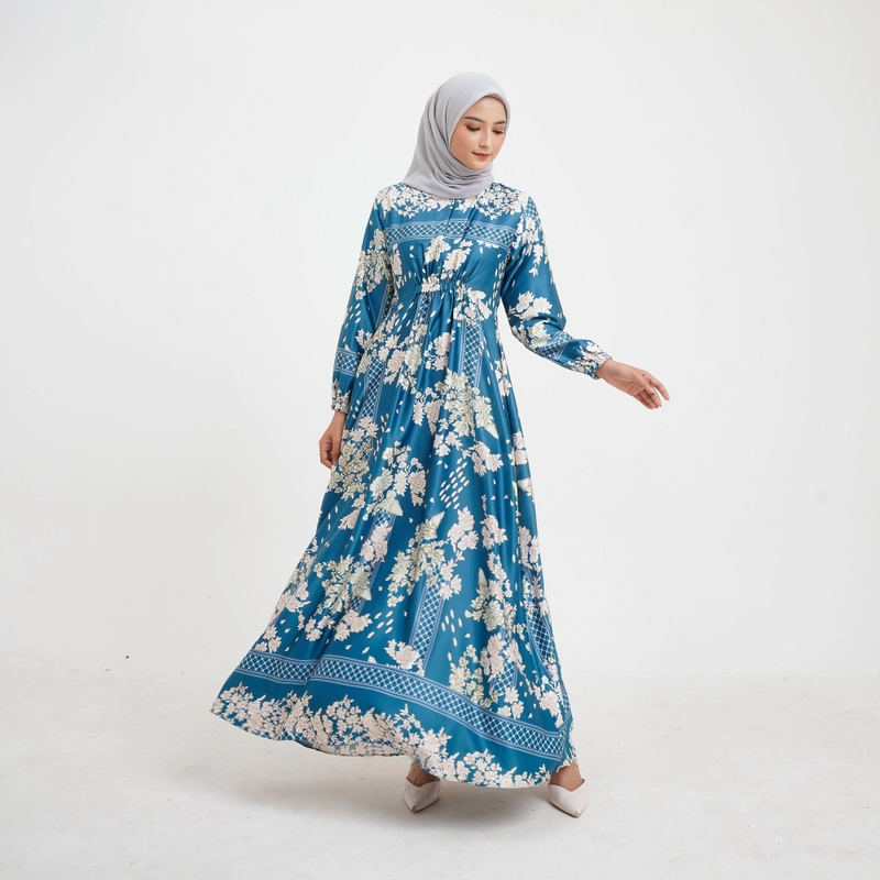 Product image Lusianasae - Lusianasae - Camellia Gamis warna Biru busui friendly bahan Silk Premium S BIRU
