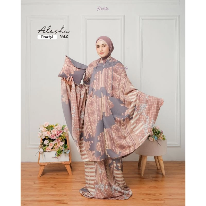 Product image Kalisha Official - Alesha Motif Mukena 2 In 1 Maxmara 600 VOL2PEACHY