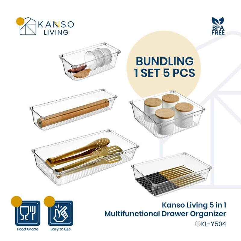 Product image Kanso Living - Kanso Living Bundling 5 in 1 Drawer Organizer Kotak Penyimpanan Sekat 1000 1 Set
