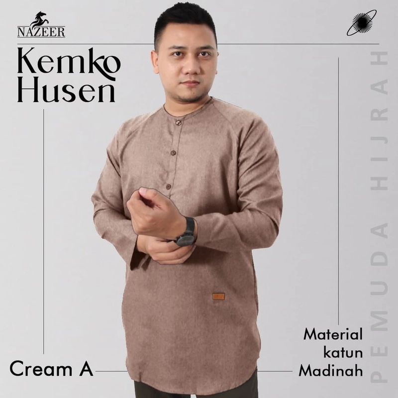 Product image Nazeer - Kemeja Koko Pria Kemko Husen Cream A L