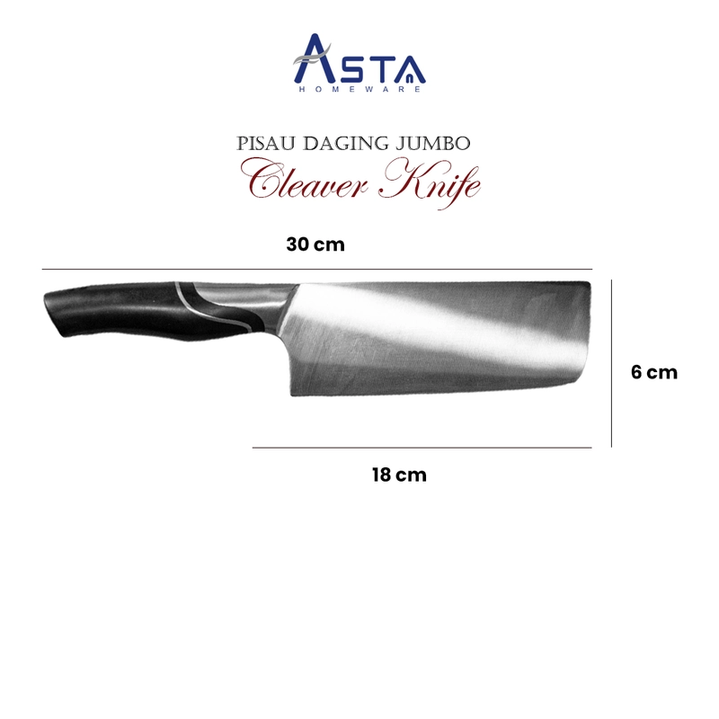 Product image Asta Pisau Daging Super Tajam Besar Stainless Cleaver Knife 30 cm Jenis ASKK-03