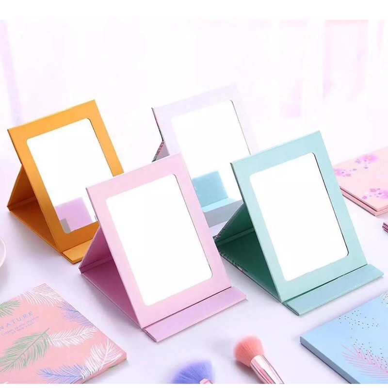 Product image Cermin Kaca Makeup Lipat Bentuk Buku / Cermin Lipat Traveling 3 Ukuran Kecil Warna Random
