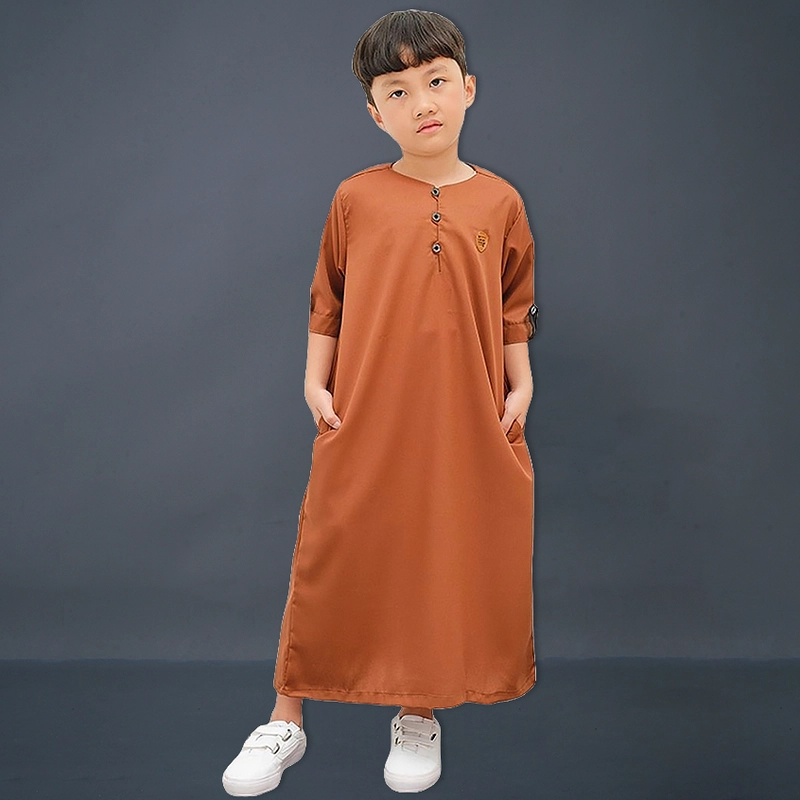 Product image Kawan Muslim - Baju Jubah Gamis Anak Laki Lengan Pendek Premium Polos Hitam Size 1 Sampai 14 Tahun hitam 3&4 tahun
