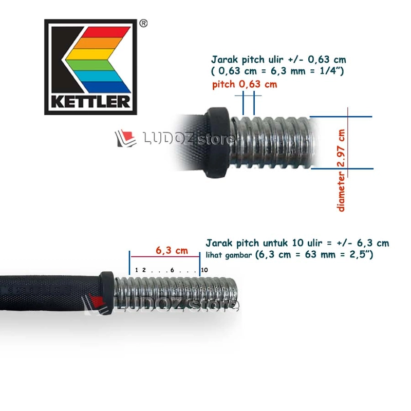 Product image LUDOZ Store - Paket dumbell Set KZ 5kg stick KETTLER karet barbel stik barbell 5 kg LUDOZ 5000 Hitam