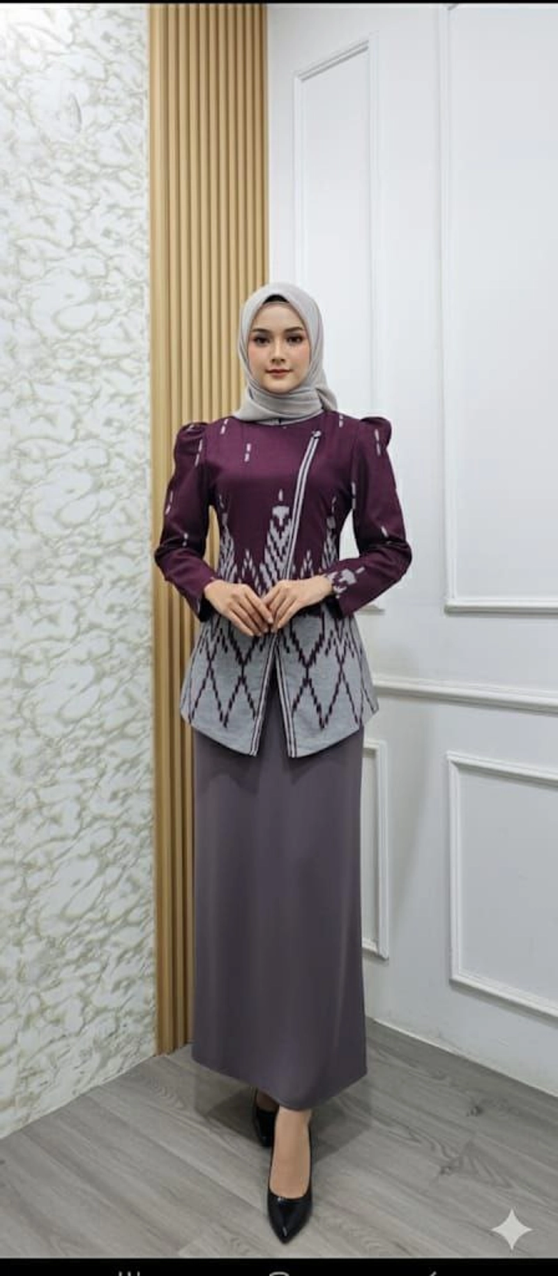 Product image Kois Batik - Batik Baju Kerja Modern Kekinian Berlapis furing motif songket S Blouse songket burgu